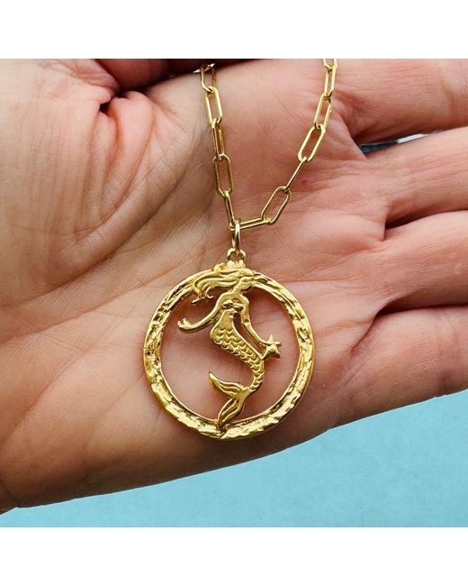 Lexi Jewelry Metallic Merrie The Mermaid Medium Coin Necklace