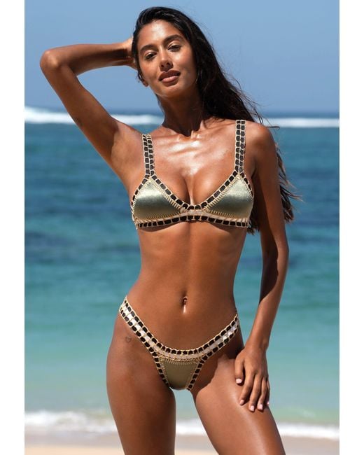 Luxsea Swimwear Metallic Milos Khaki Shimmer Crochet Bikini Bottom