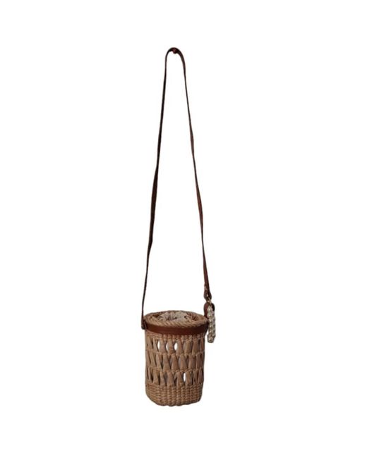 Springmoonatelier Metallic Neutrals Natural Woven Handmade Cream Bucket Bag