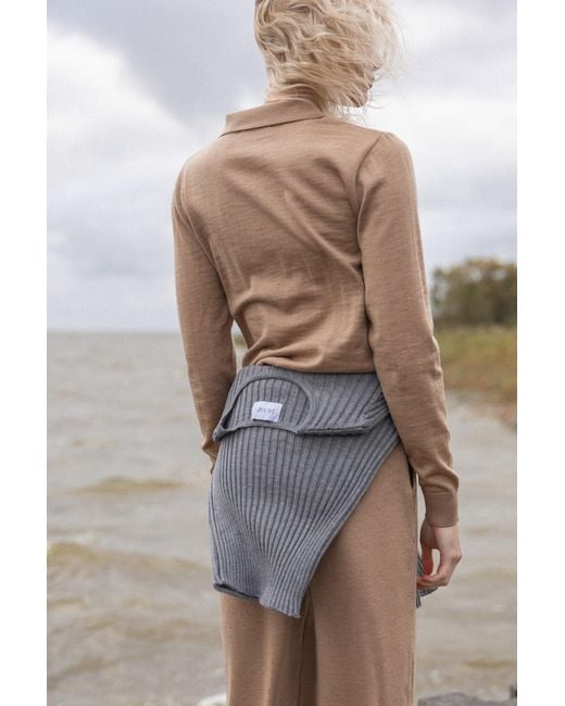 SALANIDA Natural Neutrals Galante 100% Merino Polo Top
