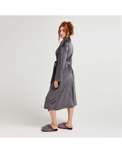 Pretty You London Black Velour Longline Robe