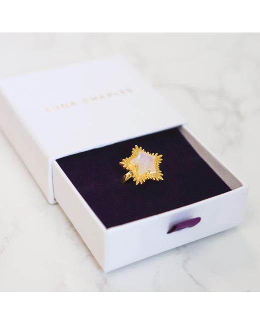 Luna Charles Metallic Gigi Moonstone Spiky Star Ring