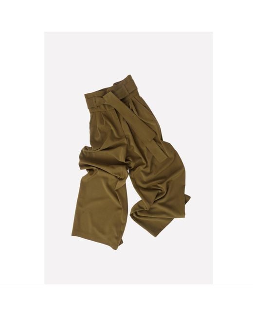 Julia Allert Green High Waist Long Wide Leg Trousers – Dark