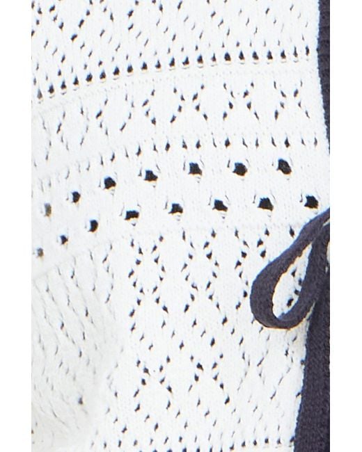 Yumi' White Ivory Crochet Knitted Cardigan With Peter Pan Collar