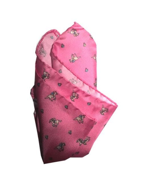 Lazyjack Press Pink Riding Derby Pocket Square for men