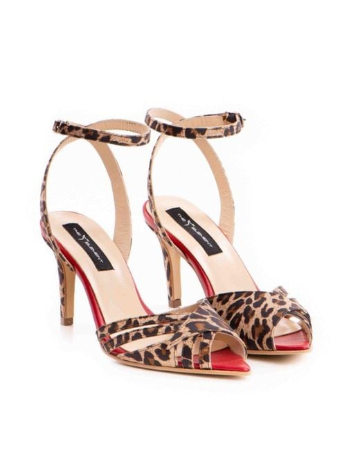 The 5Th Element Pink Amina Leopard & Leather Heel Sandals