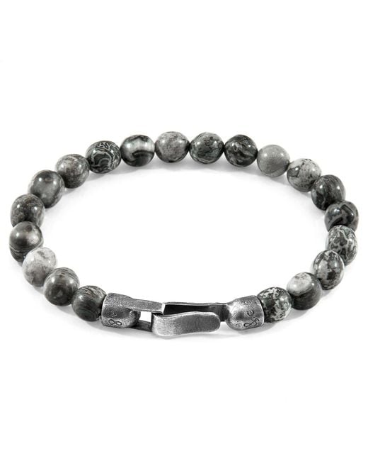Anchor and Crew Gray Jasper Nachi & Stone Beaded Bracelet for men
