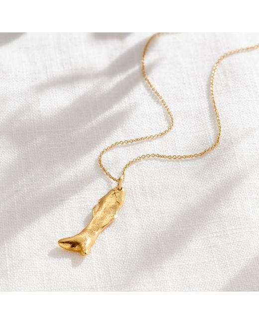 Posh Totty Designs White Small Fortune Fish Pendant Necklace