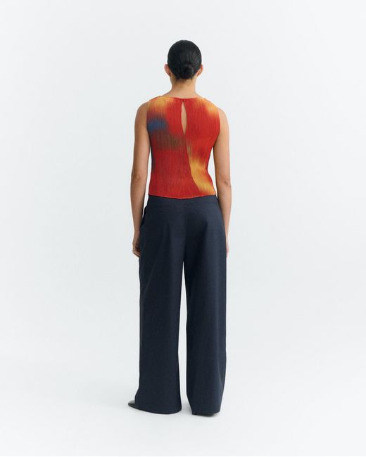 Thinking Mu Red Pleated Top Flowers Dora