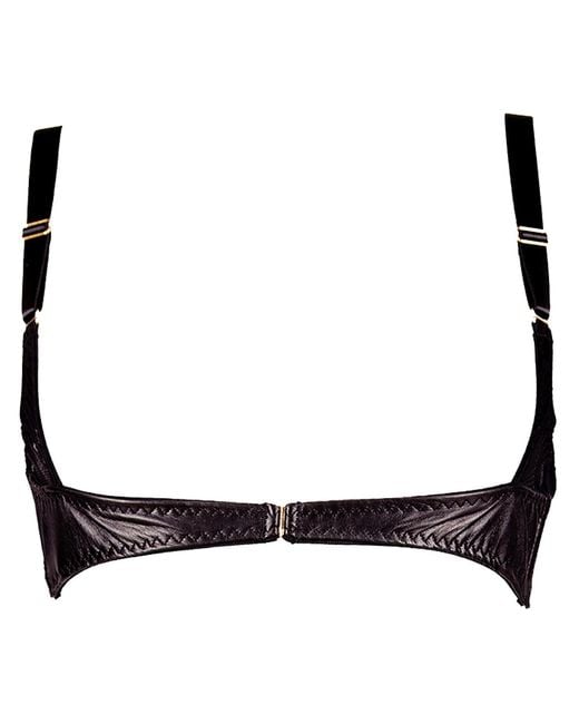 Something Wicked Black Montana Leather Open Cup Harness Bra