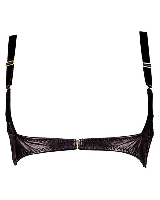 Something Wicked Black Montana Leather Open Cup Harness Bra