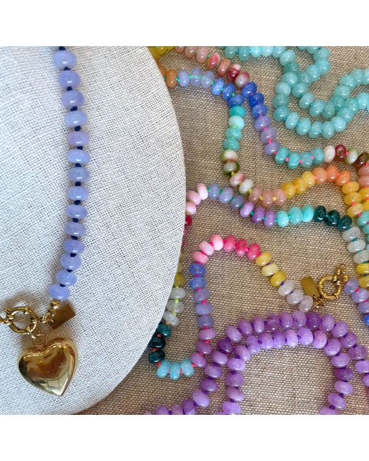 Christina Greene Metallic Sweet Stone Beaded Knotted Necklace