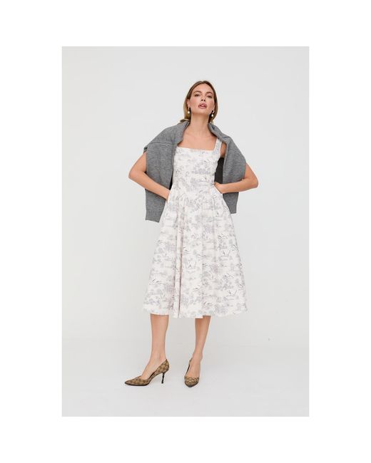 Lily and Lionel Natural Neutrals Hayley Corset Inspired Josephine Print Midi Dress