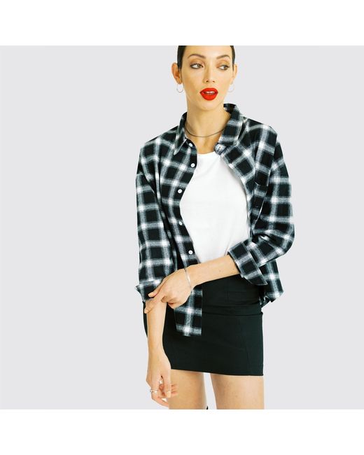 Zenzee Black Boxy Boyfriend Flannel