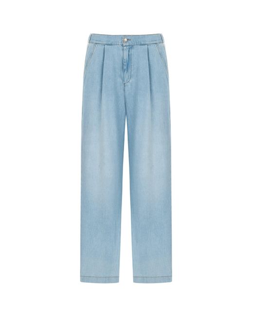 Nocturne Blue Pleated Wide Leg Jeans