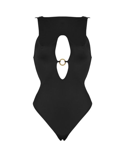 ANTONINIAS Black Venetia One-piece Swimsuit With Cut-out Detailing In