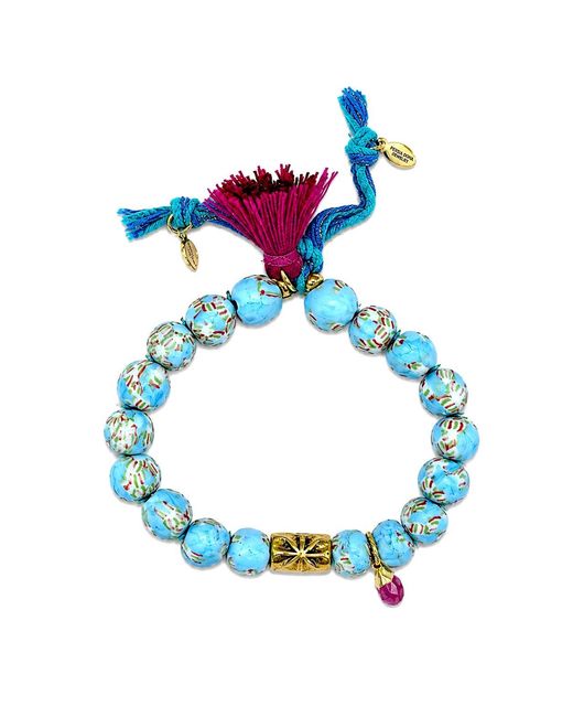 Persia Dona Jewelry Blue Hand Painted X Tassel Bracelet