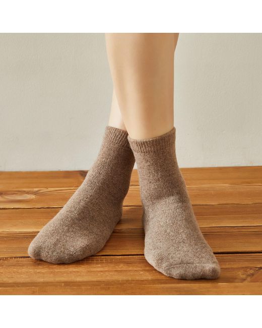 Soft Strokes Silk Brown Cashmere Quarter-Length Socks Set Of Two