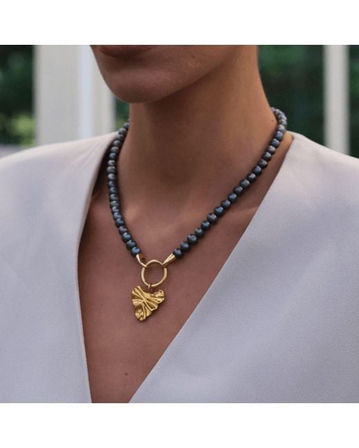 LINYA JEWELLERY Metallic Onos Pearl Heart Necklace