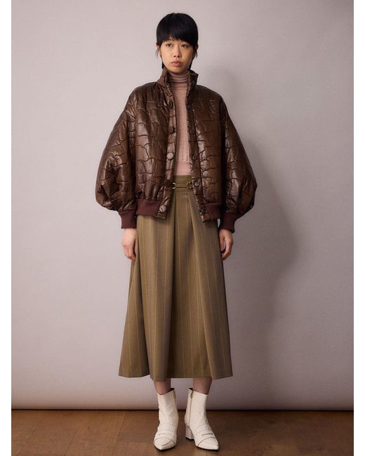 Amanda Thompson Couture Brown Ms K Bomber Jacket Quilting Chocolate