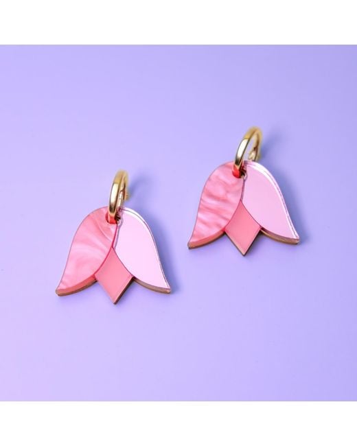 By Chavelli Pink Tulip Earrings