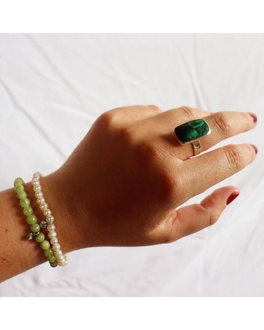 FV Jewellery Green La Stèle Malachite Rectangle Ring