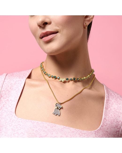 Cloud Haven Metallic Heart Crystal Logo Necklace