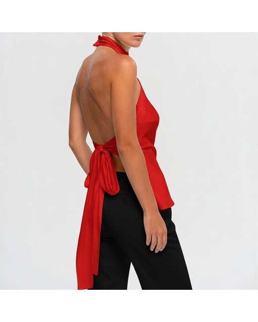The Ethos Studio Red Alica Top, Silky