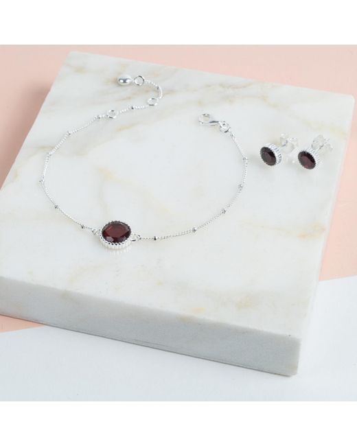 Auree Jewellery Metallic Barcelona Silver January Birthstone Stud Earrings Garnet