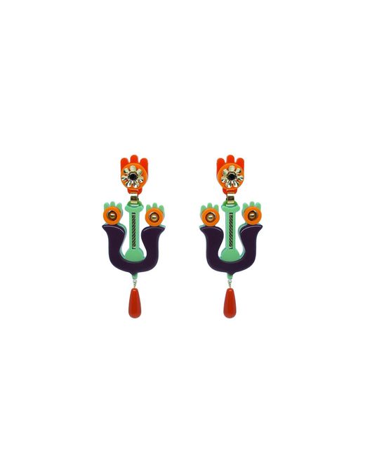 Gissa Bicalho Multicolor Handmade Acrylic Earring Flamboyant Living Coral