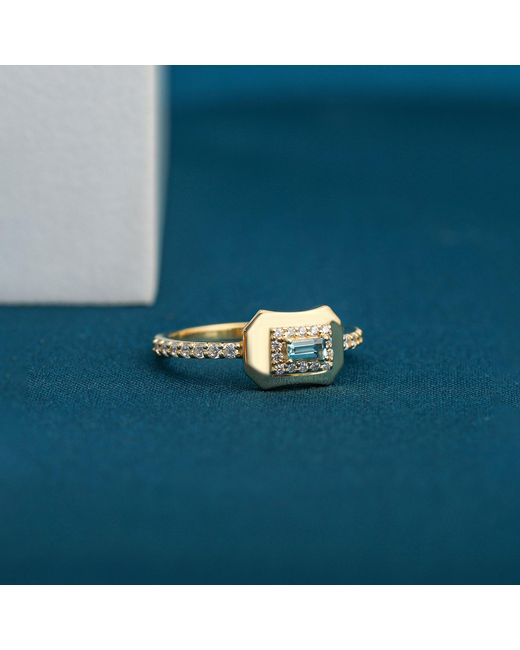 The Jewelz White Aqua Innes Signet Ring