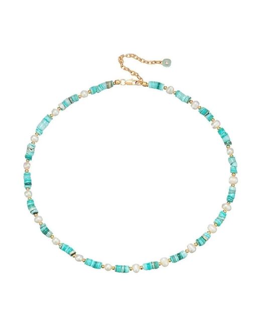 Angel Barocco Blue Freshwater Pearl Shell Beaded Choker Necklace
