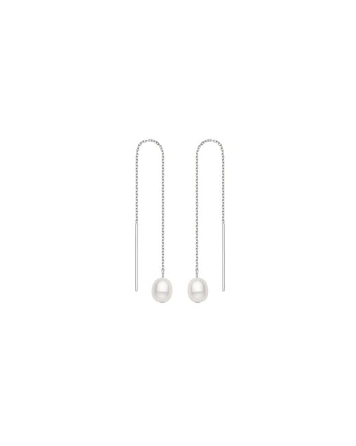 Vanhi White Eira Pearl Drop Threader Earrings