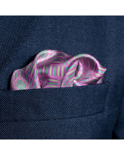 Otway & Orford Purple 'City Squares' Geometric Silk Pocket Square for men