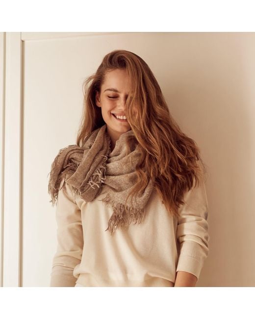 Bel Cashmere Gray Cashmere Foulard With Fringes Organic