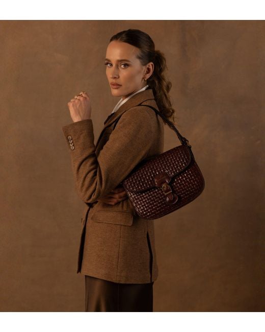 Time Resistance Brown Leather Saddle Bag