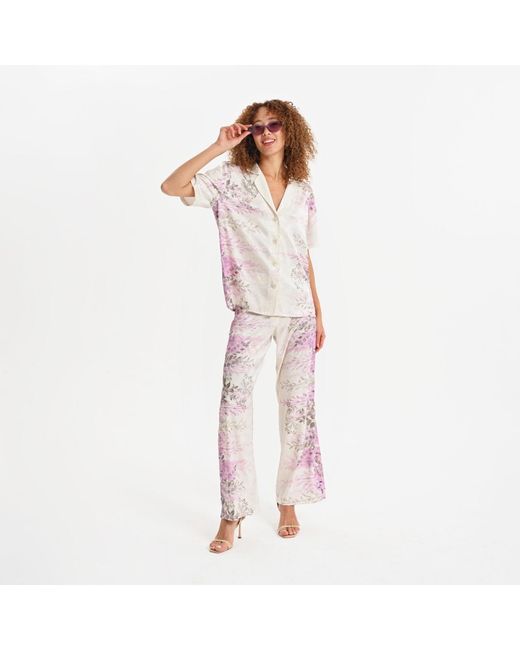 Lalipop Design Pink Soft Drape Floral Print Shirt With Subtle Stretch