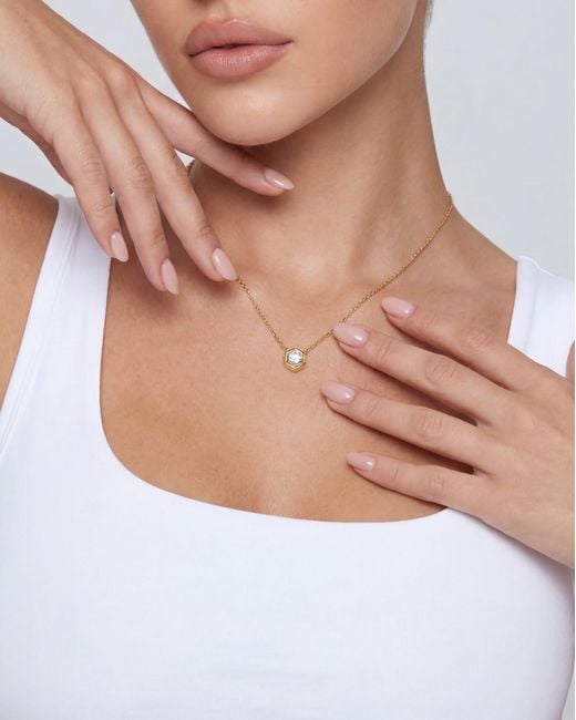 Elk & Bloom White 14K Solitaire Pendant Choker Necklace