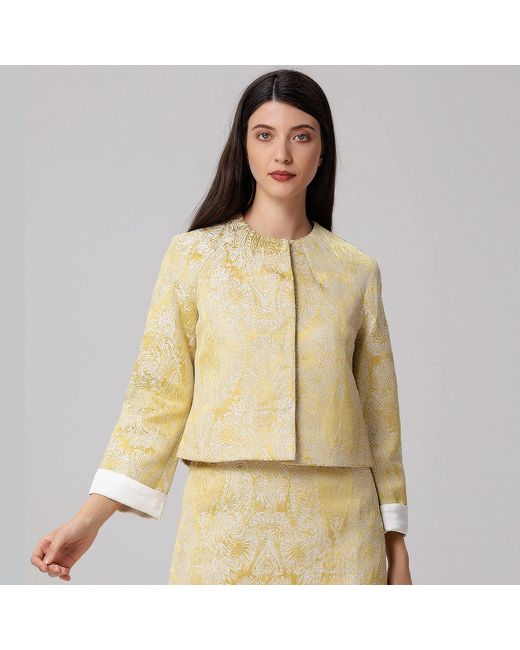Smart and Joy Green Brocade Short Jacket
