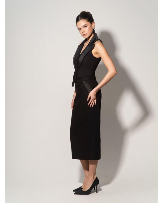 Tia Dorraine Black Single-Breasted Waistcoat & Skirt Set