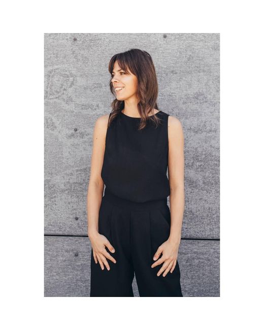 Oh!Zuza Black Echo Viscose Top With Wide Straps –