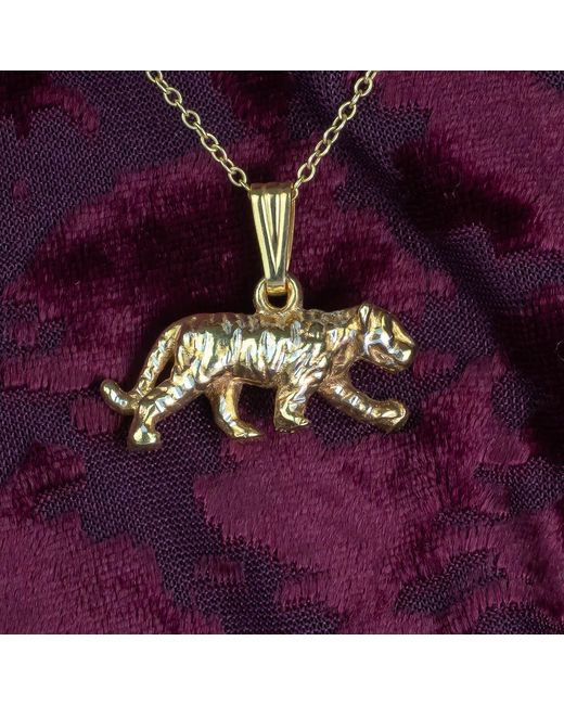 Simon Kemp Jewellers Metallic Big Tiger Prowling Pendant Eighteen Carat On Solid Sterling