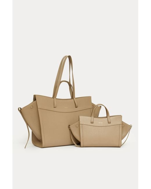 Saonara Brand Natural Neutrals Shopping Bag Taupe Leather
