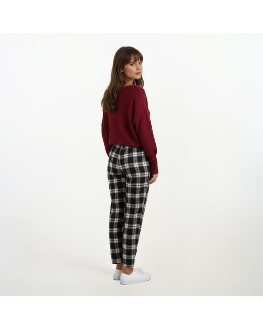 Haris Cotton Red Knitted Long Sleeved Blouse Bordeaux