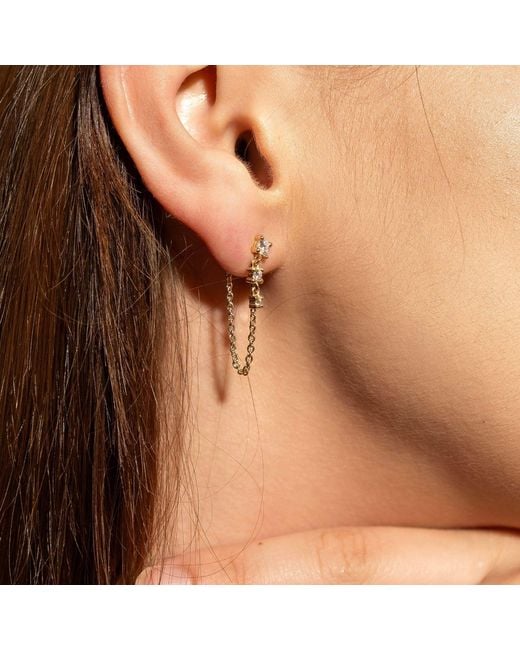 Spero London Metallic Fine Diamond Linked Tennis Earrings