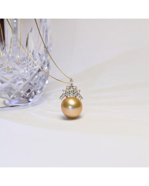 Ninemoo Metallic Solara Golden Pearl Necklace