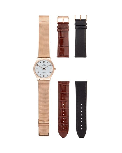 Bermuda Watch Company Metallic Hugo Schwarze Theodore, & Slim Interchangeable Watch for men