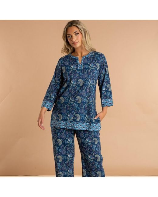 Inara Blue Indian Cotton Lagoon Pyjama Set