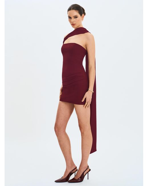 Miss Circle New York Red Ovelia Crimson Satin Ribbon Strapless Mini Dress
