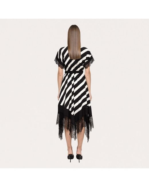 Nissa Black Lace-Trimmed Midi Dress